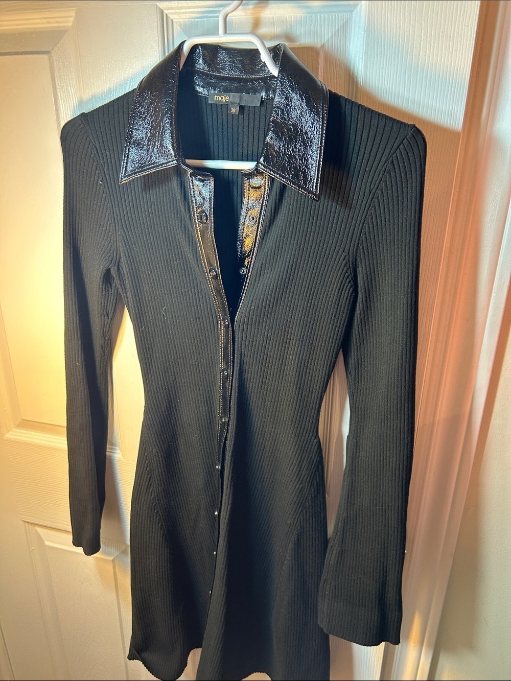 Maje ROSANIA DRESS Black Long-Sleeve Shirt Dress size 36 EU or US size small - Picture 9 of 9